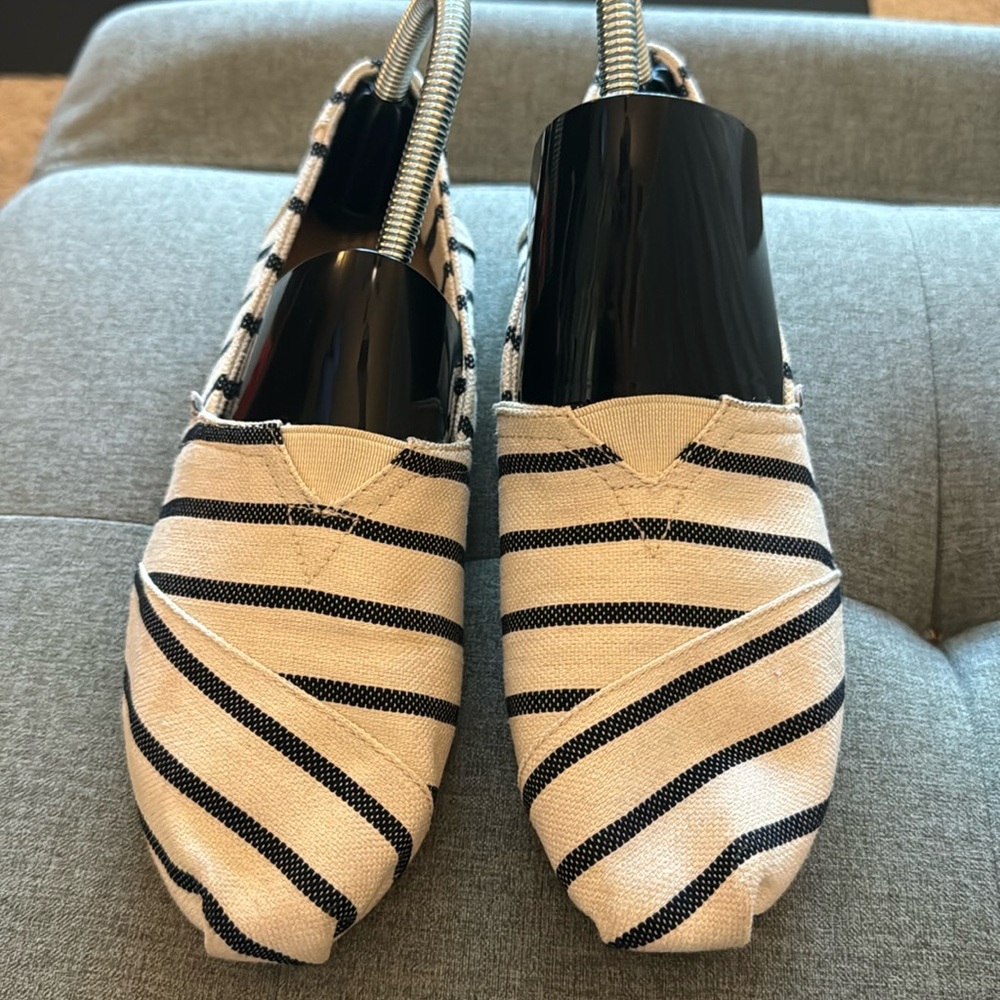 White and navy Toms